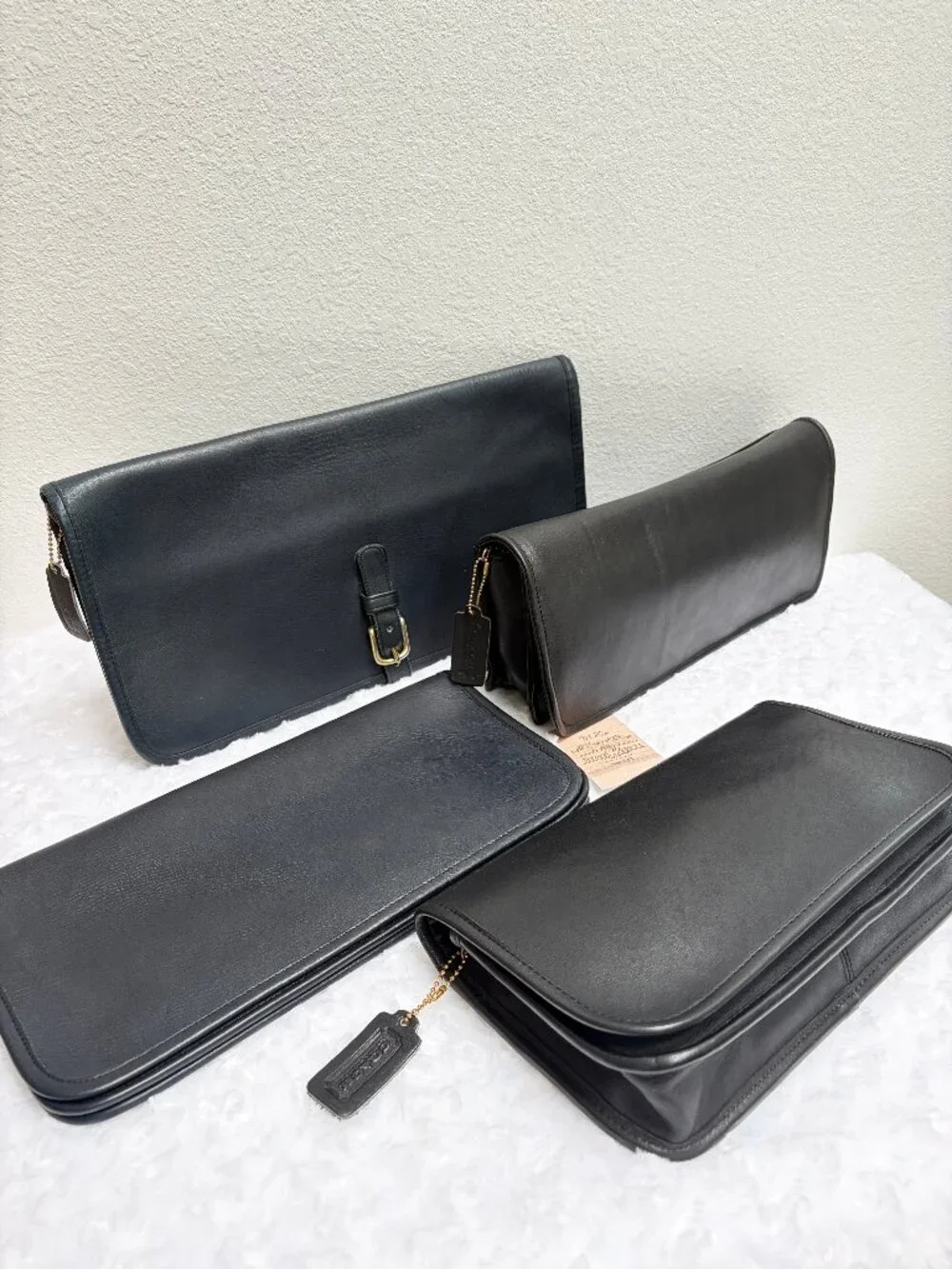 Rare Vintage Coach Buckled Clutch Long 9610 in Navy Leather - NYC made 1977, EVC